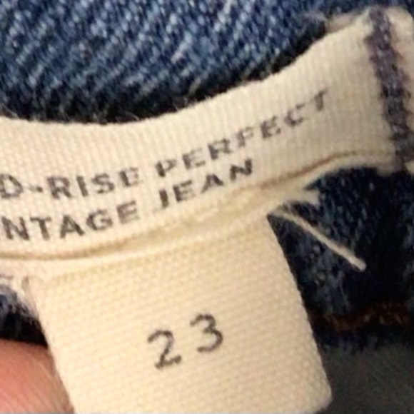 MADEWELL jeans women 23 blue Mid Rise Perfect Vintage Jean high rise raw hem - Picture 6 of 10